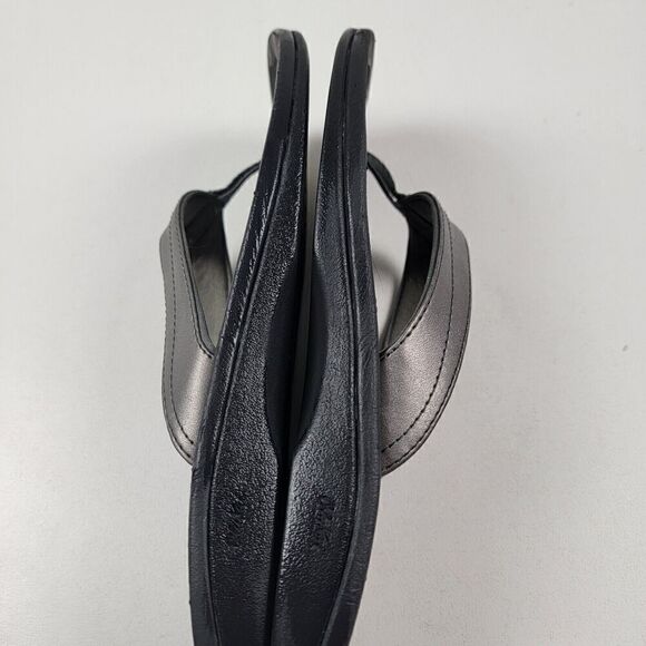 Olukai Metallic Silver Leather Flip Flop Thong Sandls Beach Comfort Womens 7.5 - Picture 7 of 11